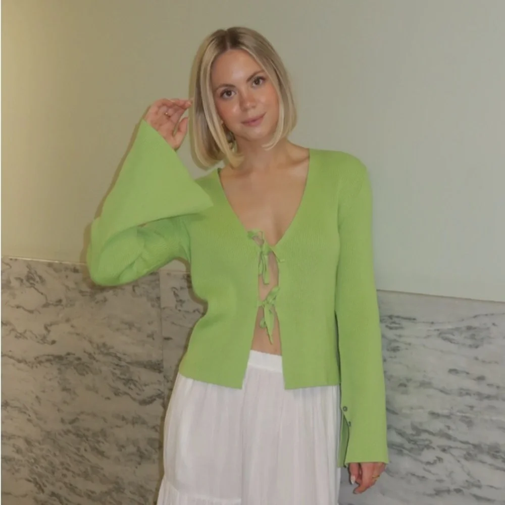 Rationalle Clara knit ribbed cardigan tie front XS Garmentory - Picture 4 of 8